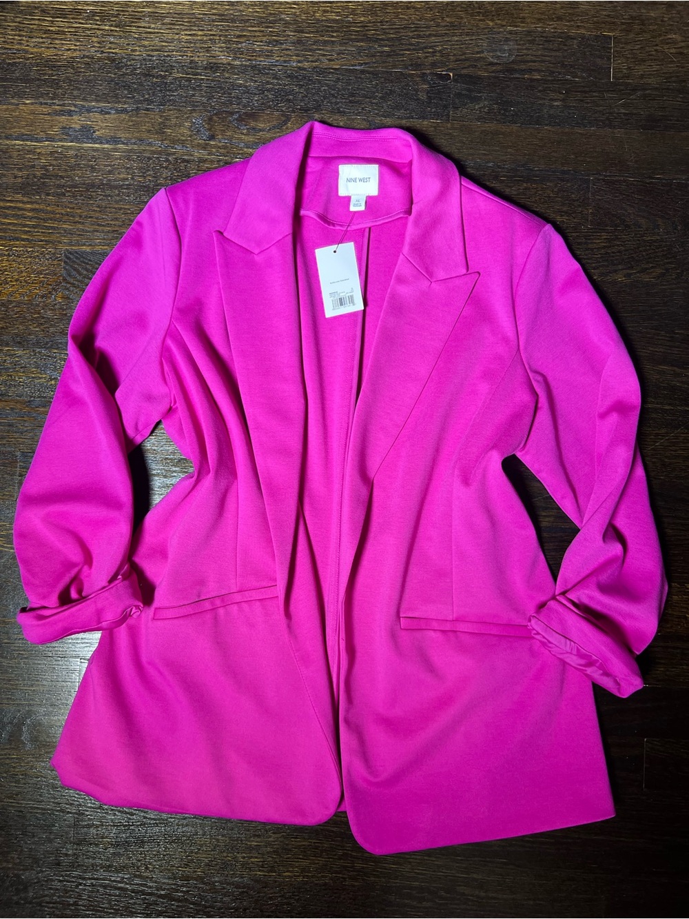 NWT Nine West Hot Pink Fuchsia Closureless Knit Blazer XL - Picture 4 of 10